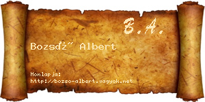 Bozsó Albert névjegykártya